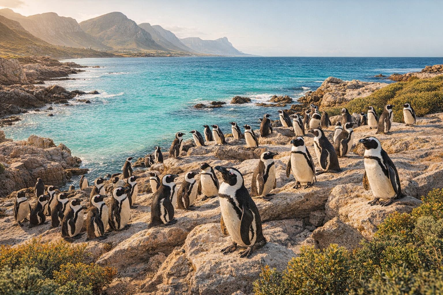African Penguin colony at Stony Point, Betty's Bay, Overberg, South Africa