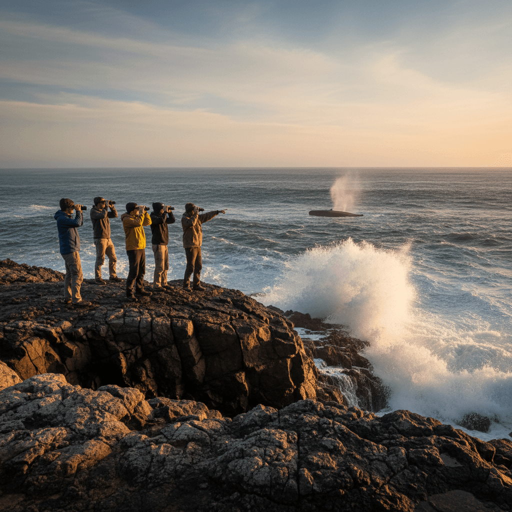 Whale watching from Hermanus coastline
