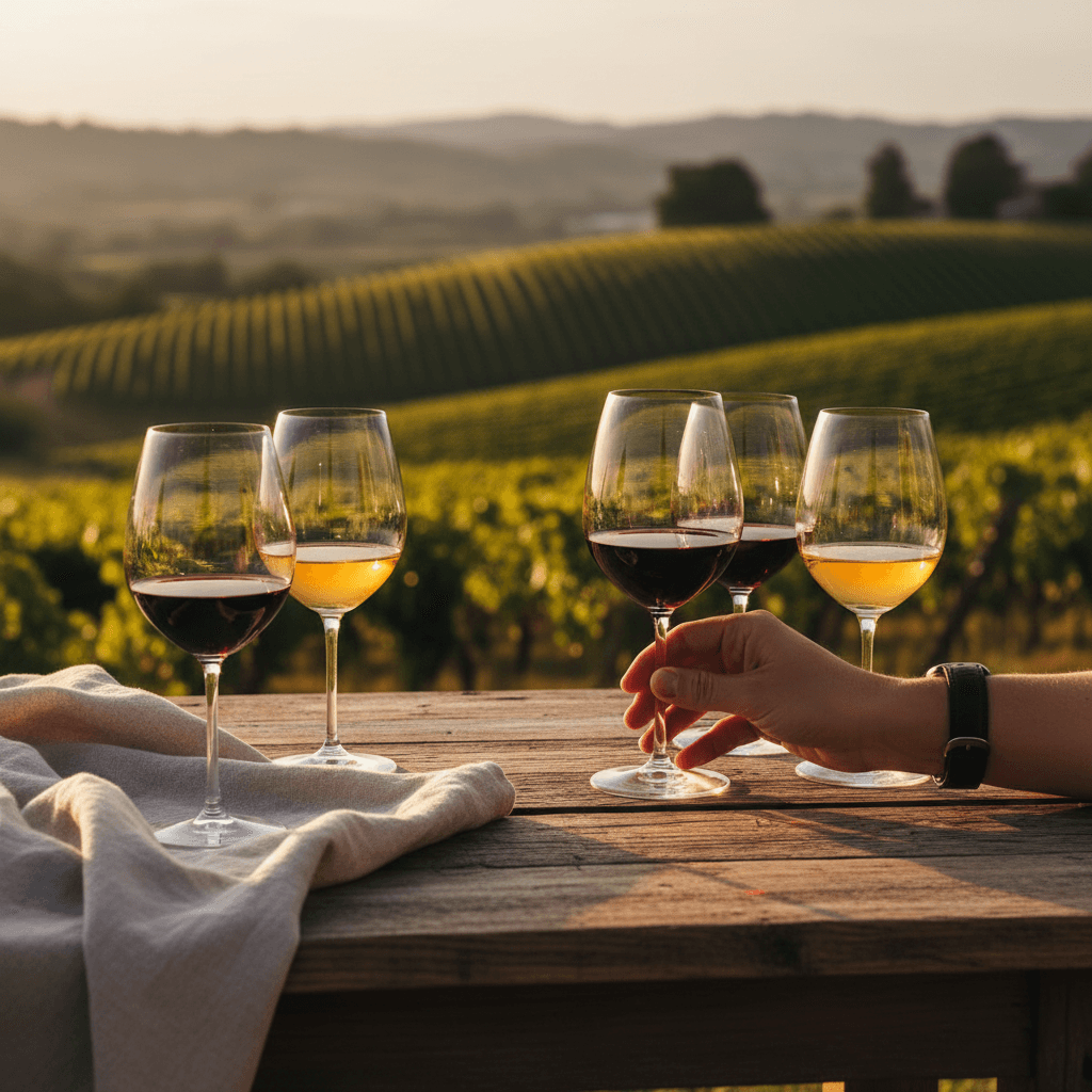 Wine tasting at Overberg wine estate with vineyard views