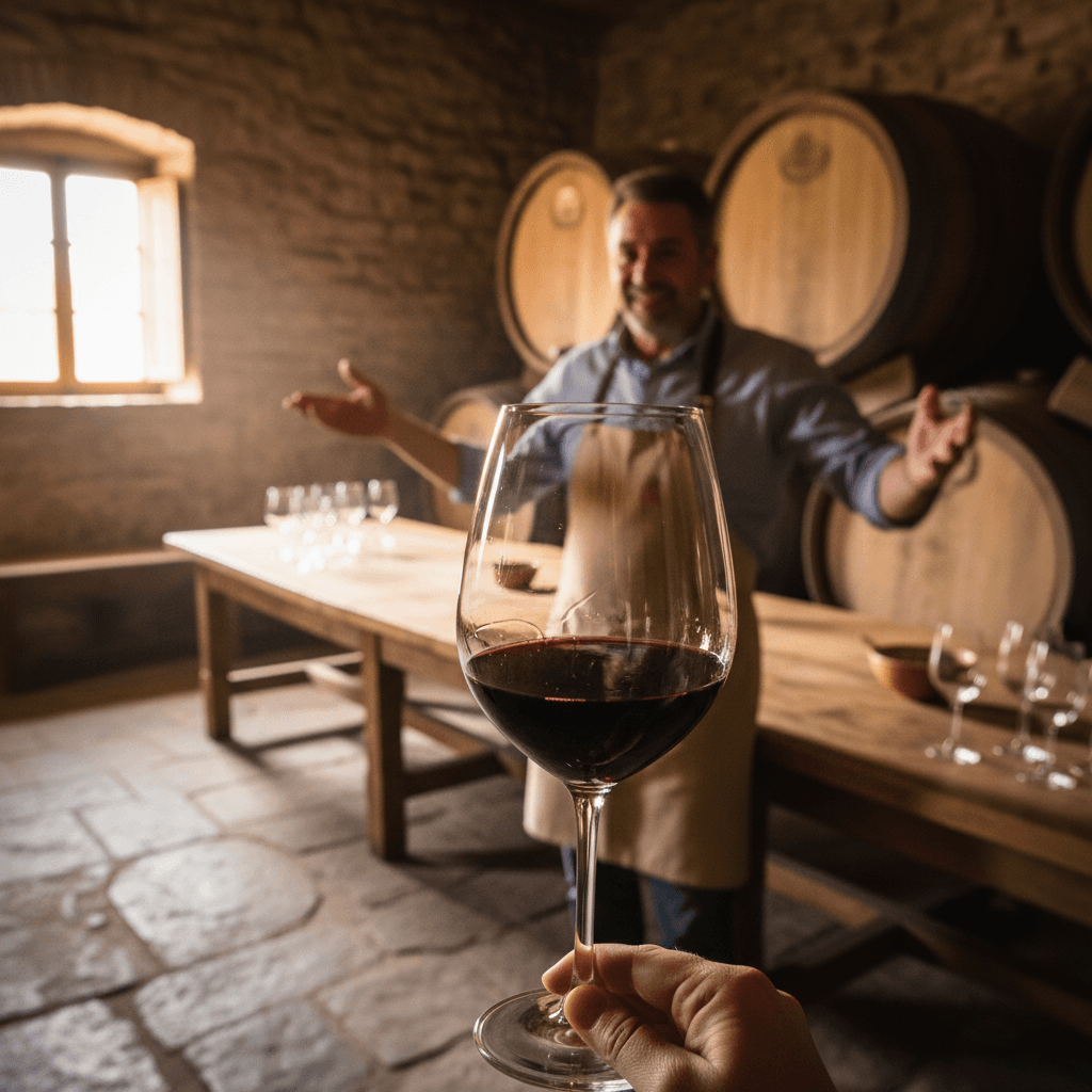 Wine tasting at a local vineyard cellar