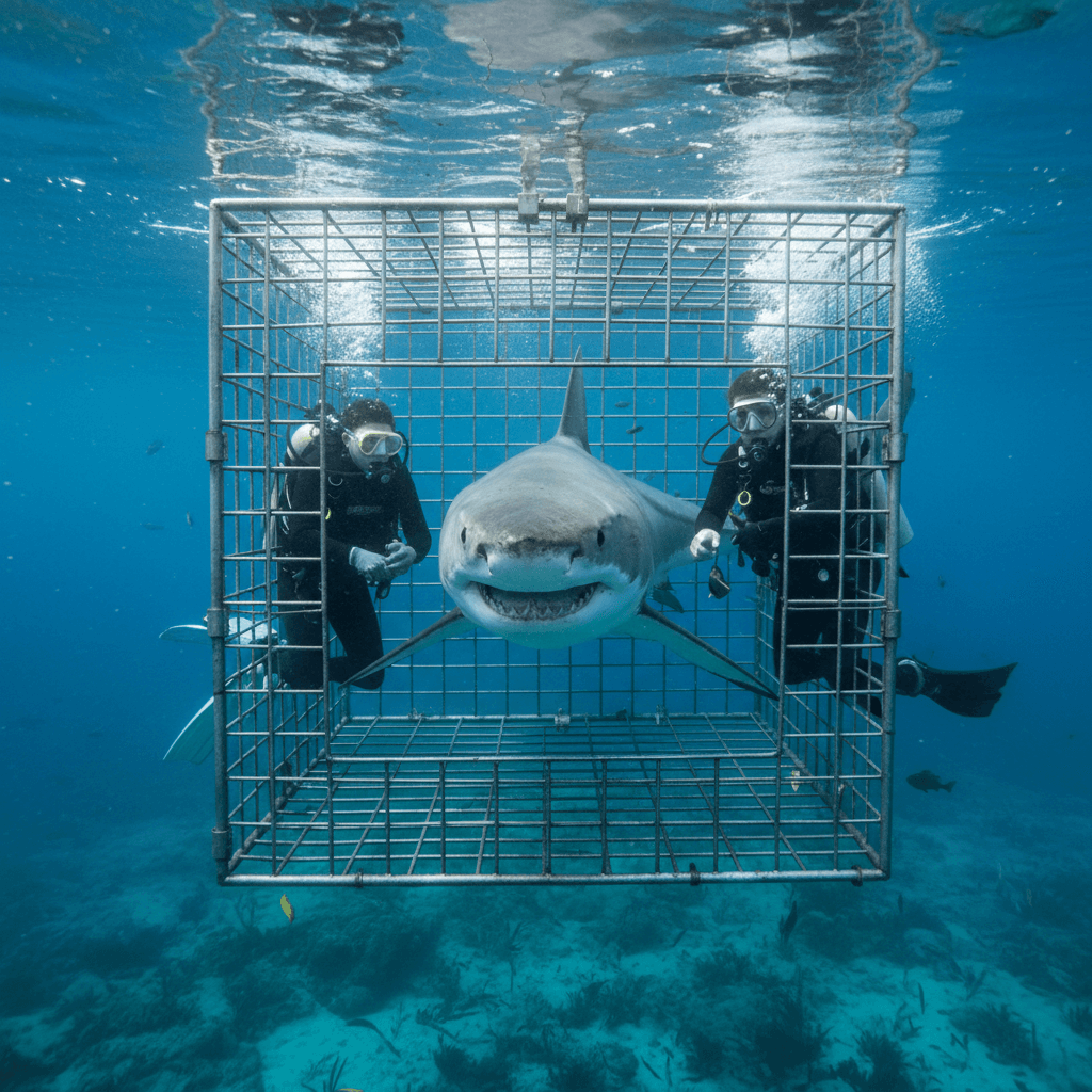 Shark cage diving