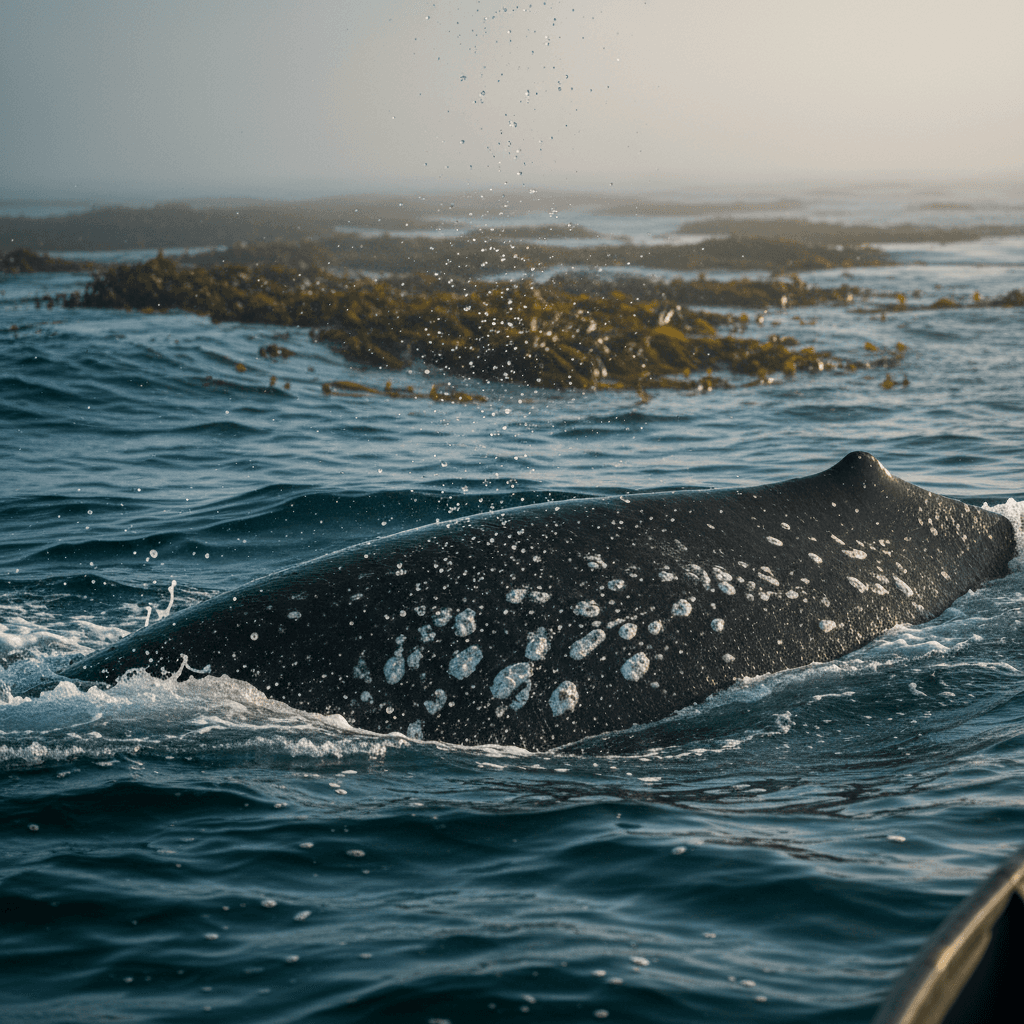 Southern Right whale breaching near Hermanus