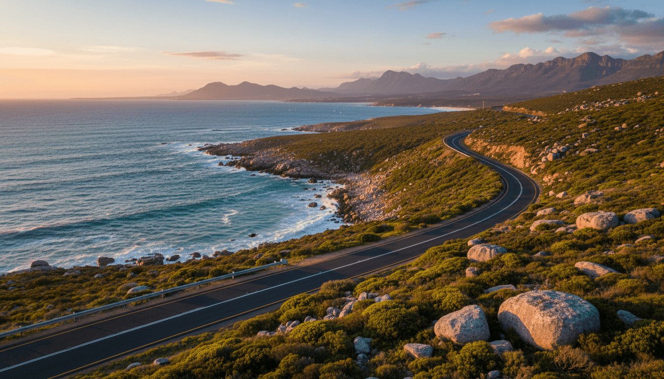 Coastal drive route through the Southern Cape region